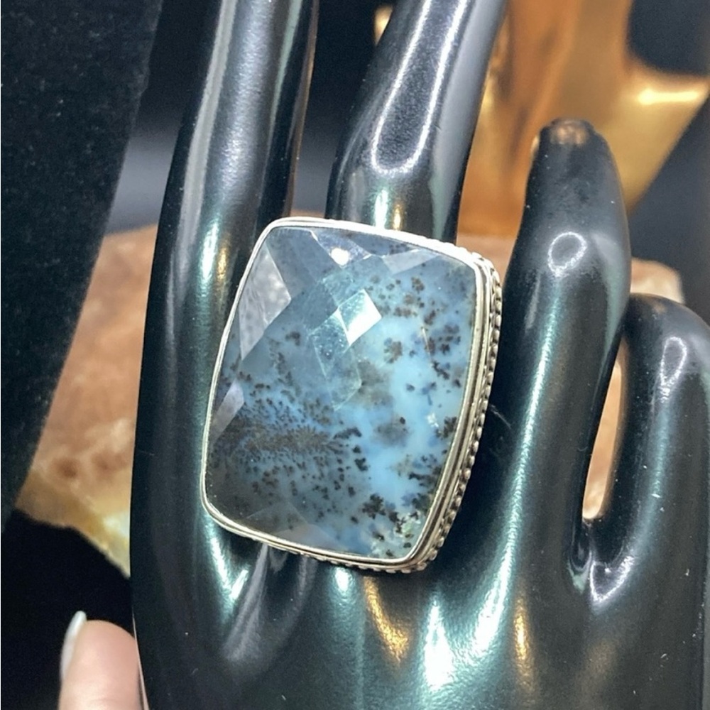 Moss Agate Silver 925 Statement Ring ๐ - Picture 5 of 8